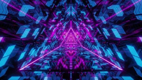 Abstract triangle glass design artwork with brick texture and glowing wireframe Illustrazione stock