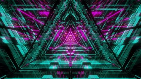 Abstract triangle glass design artwork with brick texture and glowing wireframe Illustrazione stock