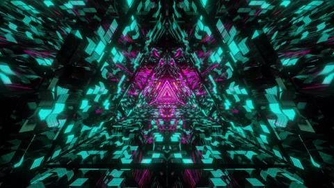 Abstract triangle glass design artwork with brick texture and glowing wireframe Illustrazione stock