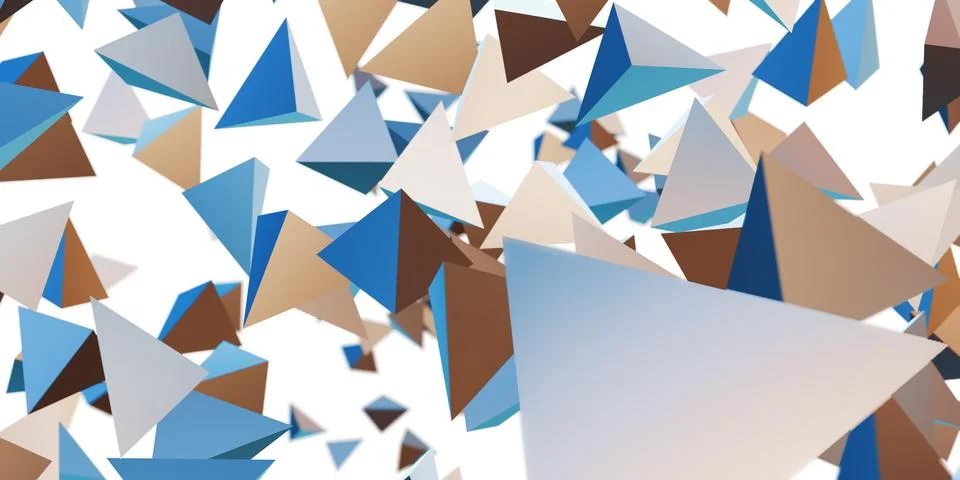 Abstract triangle Glossy geometric background 3d illustration Stock Illustration
