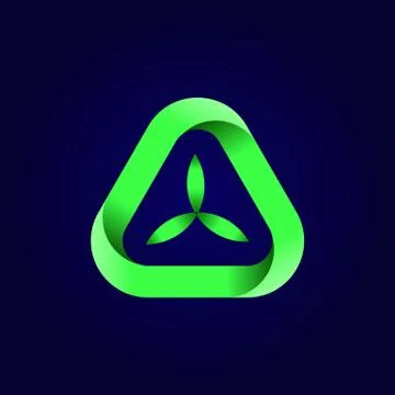 Abstract triangle green leaf logo. Green triangular eco recycle icon. Ecology 스톡 일러스트