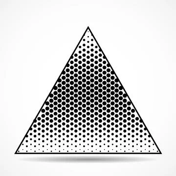 Abstract triangle with halftone dots. Geometrical logo. Vector design element Ilustración de archivo