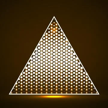 Abstract triangle with halftone dots. Geometrical logo. Vector design element Ilustración de archivo