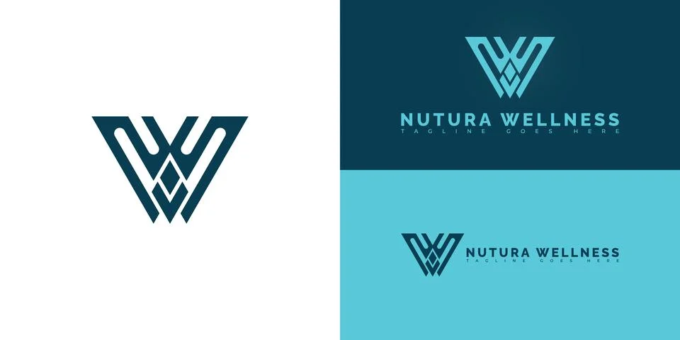 Abstract triangle initial letter NW or WN in blue color Stock Illustration