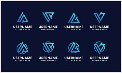 Abstract triangle letter initial logo design template with gradient colors Stock Illustration