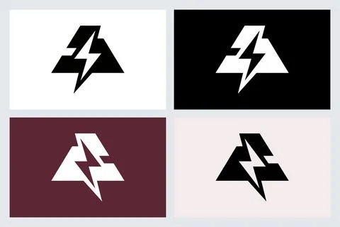 Abstract Triangle Lightning Bolt Logo Icon Set Illustrazione stock
