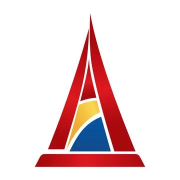 Abstract Triangle Logo With Red Blue And Yellow Shapes For Modern Corporate.. Stock Illustration