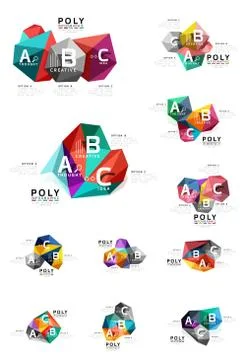 Abstract triangle low poly infographic template Stock Illustration
