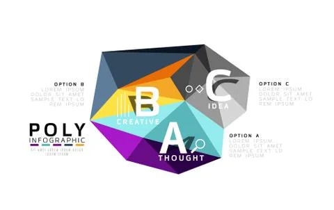 Abstract triangle low poly infographic template Stock Illustration