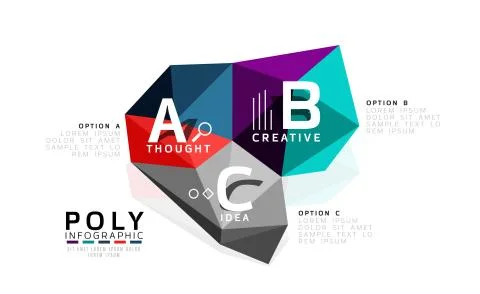 Abstract triangle low poly infographic template Stock Illustration