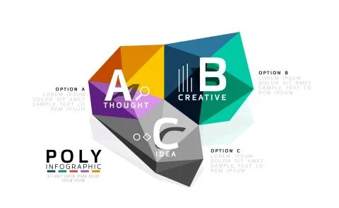 Abstract triangle low poly infographic template Stock Illustration
