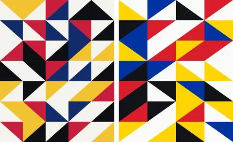 Abstract triangle mosaic pattern with geometric shapes in primary colors fo.. Stock Illustration