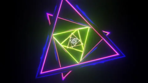 Abstract triangle neon multicolor psychedelic hypnotic VJ seamless loop Stock Footage 205078203