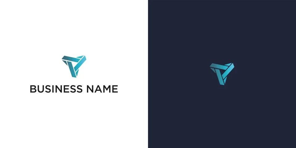 Abstract Triangle or Letter V Modern Logo Design Stock Illustration