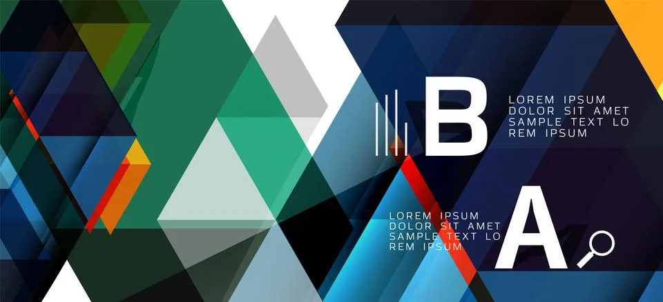 Abstract triangle pattern, colorful backdrop. Presentation template. Modern Illustrazione stock