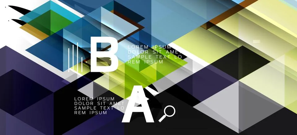 Abstract triangle pattern, colorful backdrop. Presentation template. Modern Stock Illustration