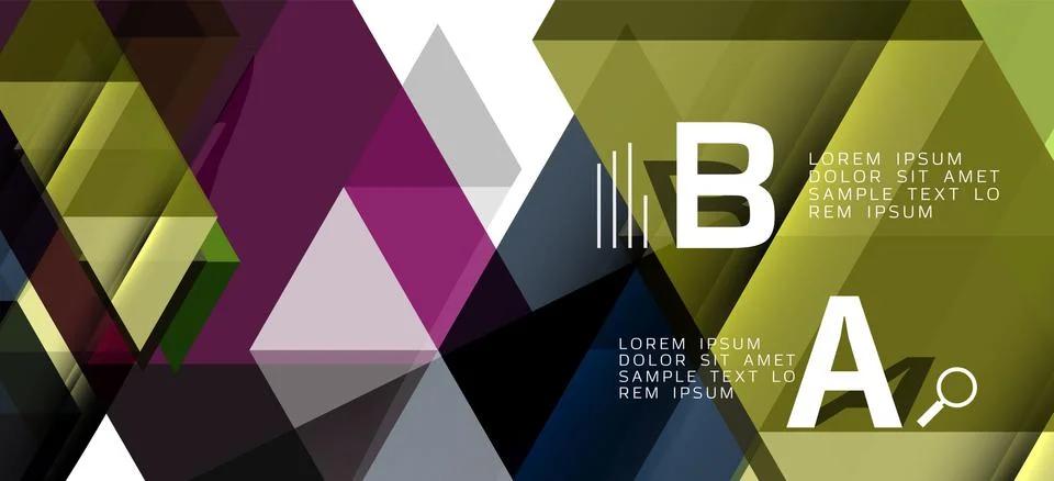 Abstract triangle pattern, colorful backdrop. Presentation template. Modern Stock Illustration