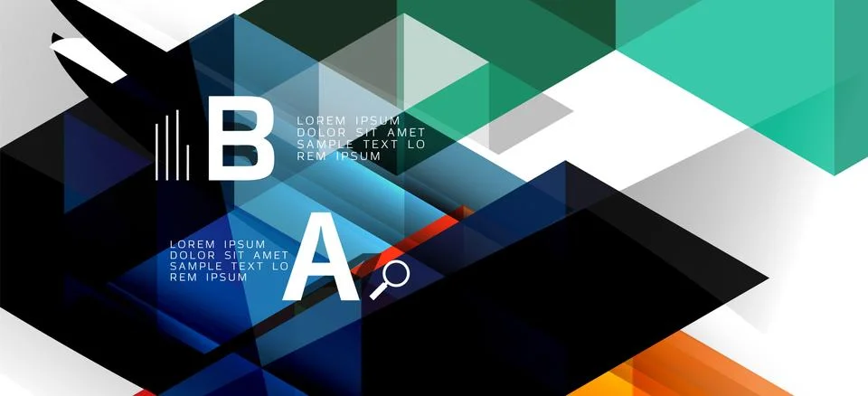 Abstract triangle pattern, colorful backdrop. Presentation template. Modern Stock Illustration