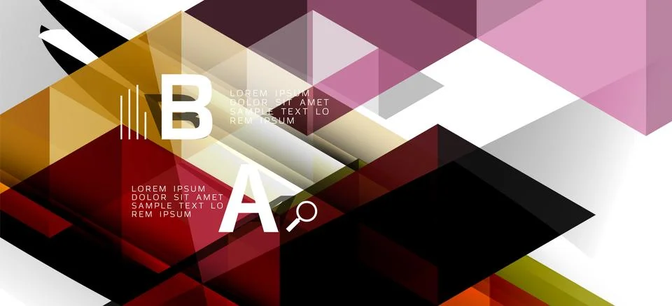 Abstract triangle pattern, colorful backdrop. Presentation template. Modern Stock Illustration
