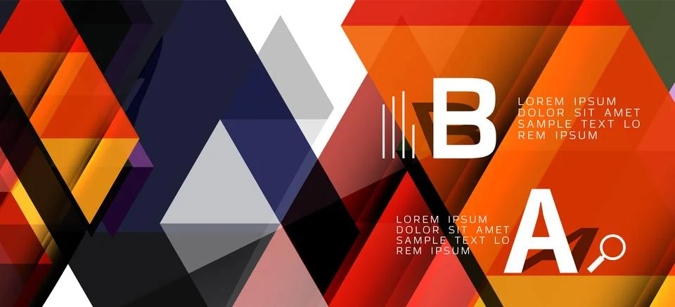 Abstract triangle pattern, colorful backdrop. Presentation template. Modern Illustrazione stock