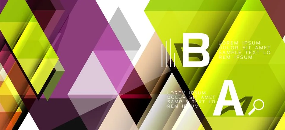 Abstract triangle pattern, colorful backdrop. Presentation template. Modern Stock Illustration