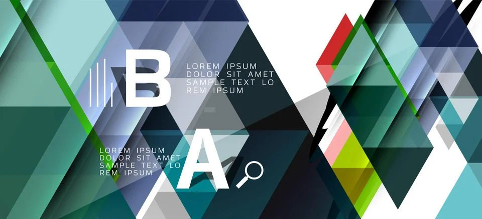 Abstract triangle pattern, colorful backdrop. Presentation template. Modern Stock Illustration