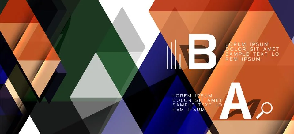 Abstract triangle pattern, colorful backdrop. Presentation template. Modern Illustrazione stock