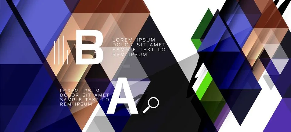 Abstract triangle pattern, colorful backdrop. Presentation template. Modern Stock Illustration