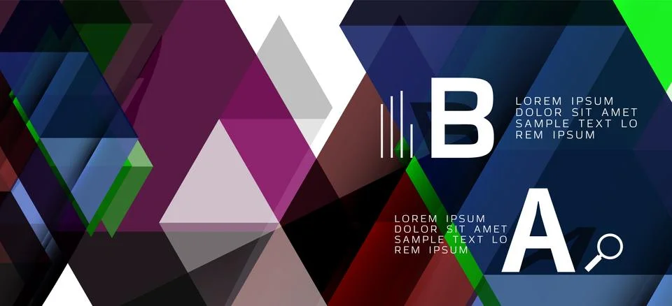 Abstract triangle pattern, colorful backdrop. Presentation template. Modern Stock Illustration