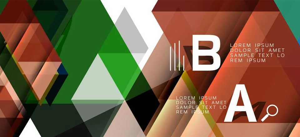 Abstract triangle pattern, colorful backdrop. Presentation template. Modern Stock Illustration