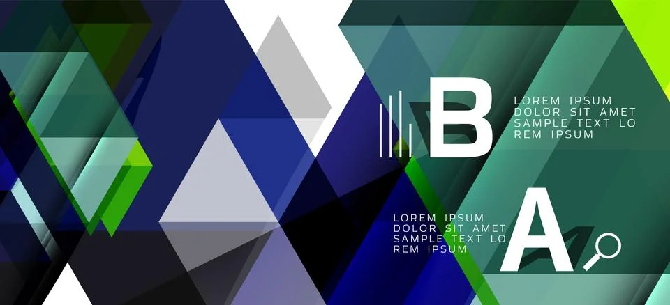 Abstract triangle pattern, colorful backdrop. Presentation template. Modern Stock Illustration