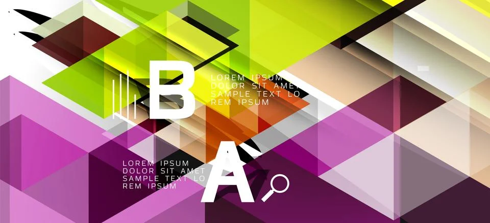 Abstract triangle pattern, colorful backdrop. Presentation template. Modern Stock Illustration