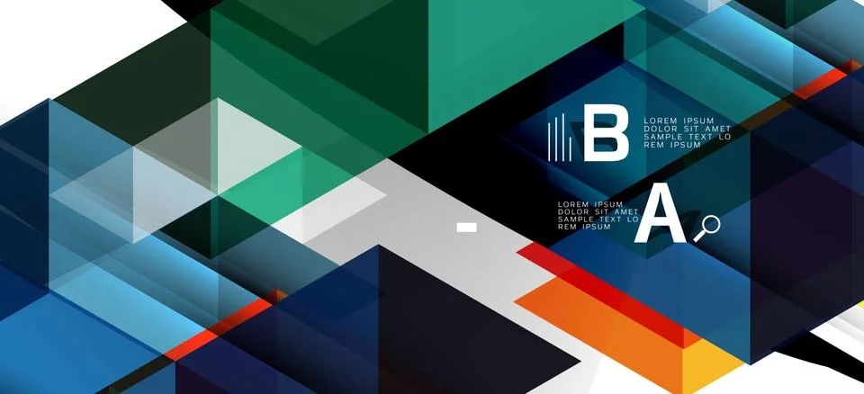Abstract triangle pattern, colorful backdrop. Presentation template. Modern Stock Illustration