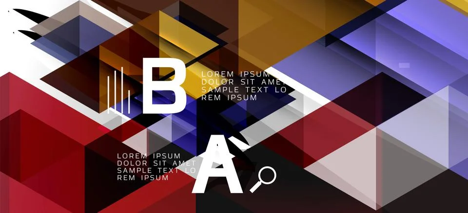 Abstract triangle pattern, colorful backdrop. Presentation template. Modern Stock Illustration