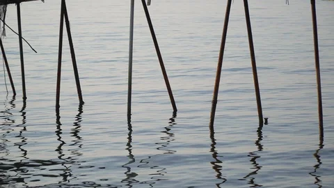 Abstract Triangle Pipes on The Sea Stock Footage 117035600