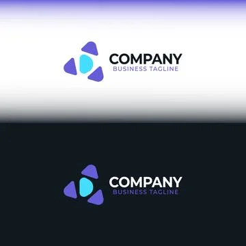 Abstract Triangle Play Button Logo with Blue Purple Gradient for Media and Tech Illustrazione stock