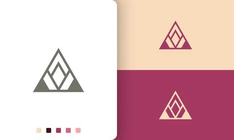 Abstract triangle pyramid logo in simple and modern style Stock Illustration