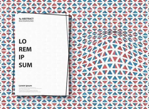 Abstract triangle red blue pattern cover design background. Stock Illustration