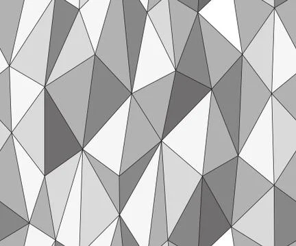 Abstract triangle seamless monochrome pattern. Irregular polygonal linear grid Illustrazione stock