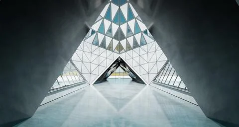 Abstract triangle shape design modern Architecture building interior Stock Illustration
