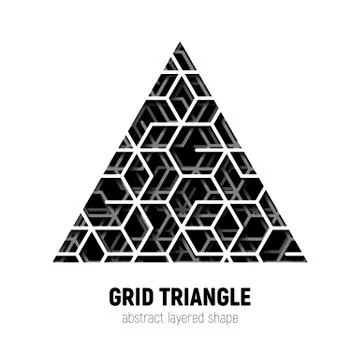 Abstract triangle shape with layered lines triangular grid and shadow Stock Illustration