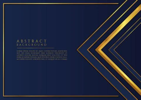 Abstract triangle shape luxury design blue and gold color overlap layer style Stock Illustration