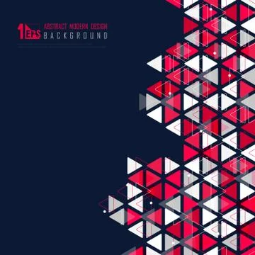 Abstract triangle tech color white and red design decoration background. Stock-Illustration