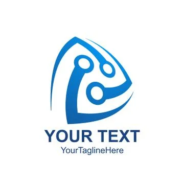 Abstract triangle tech vector logo design template element. Creative blue con Stock Illustration