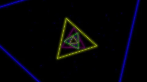 Abstract Triangle Tunnel with Light Lines Moving Fast. Stock Footage 266574412
