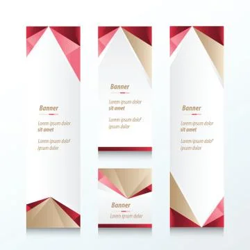 Abstract Triangle Vertical Banner Brown, Pink, Red Stock Illustration