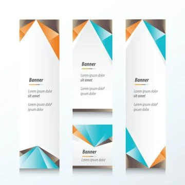 Abstract Triangle Vertical Banner Orange, blue, brown Stock Illustration