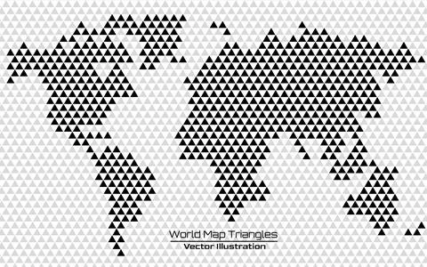 Abstract triangle World Map on white background. Geometric vector pattern Illustrazione stock