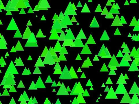 Abstract triangles art green on black white border Stock Illustration