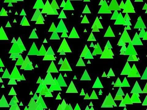 Abstract triangles art green on black white border Stock Illustration